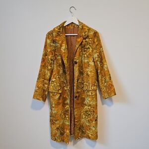 Vintage 70s Floral Gold Women's Coat
